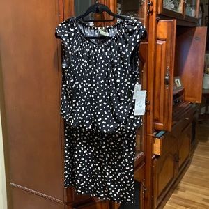 Polka Dot Black & Tan Dress